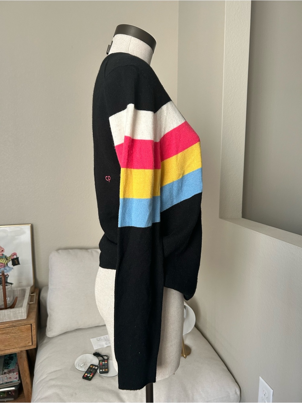 Chinti & Parker Black Sweater with Multicolor 'LOVE' Blocksyy Wool and cashmere - Picture 4 of 11